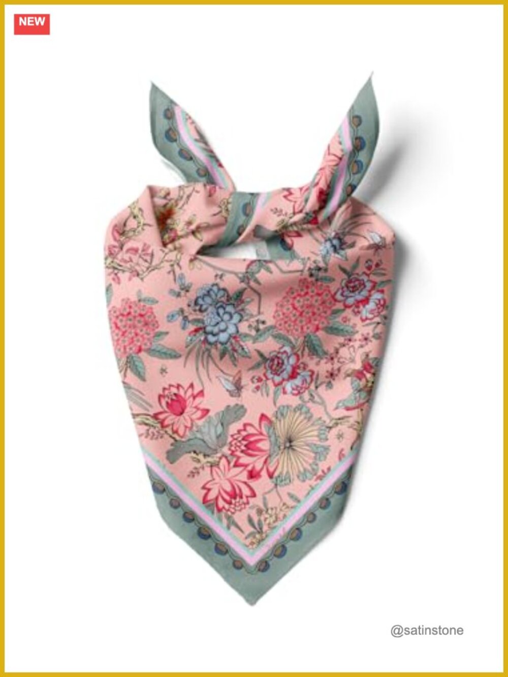 Satin Silk Like Head Scarf Bandana Wrap Floral Print
